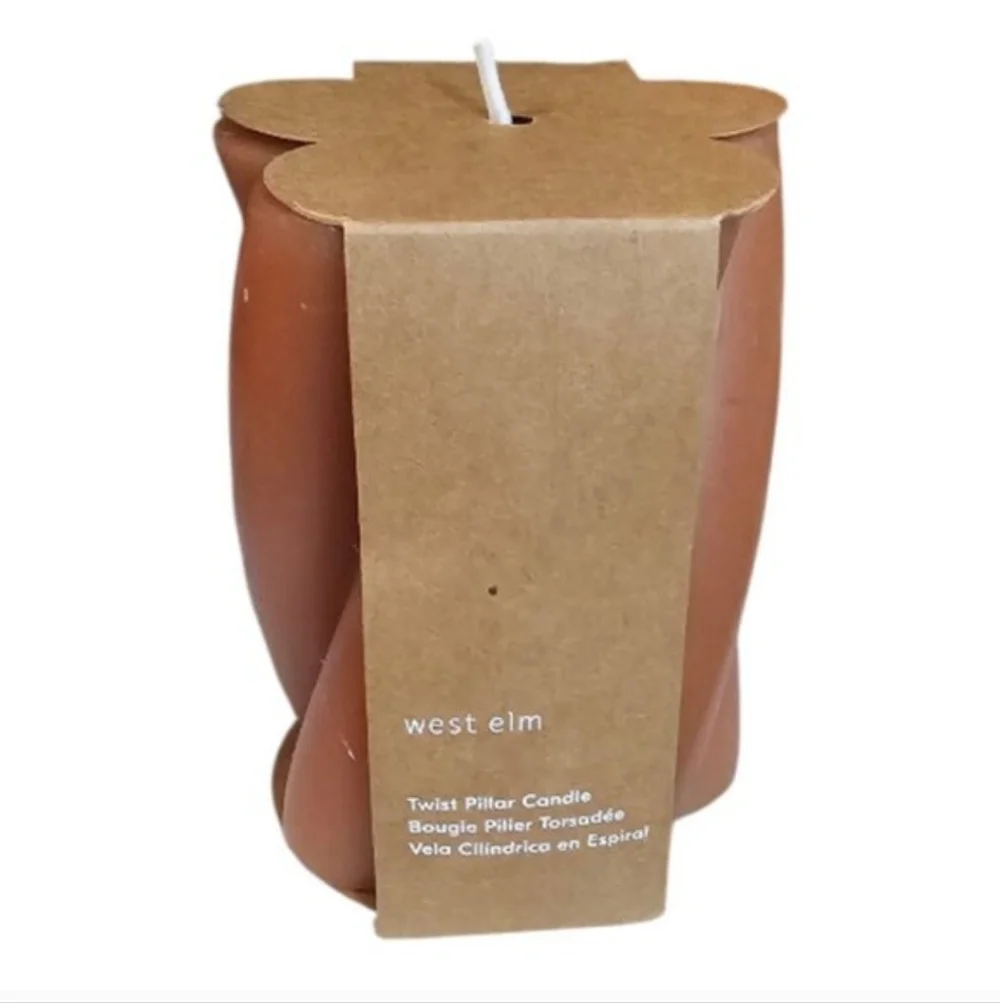 MSS West Elm Twist Pillar Candle In Clay - Nwt